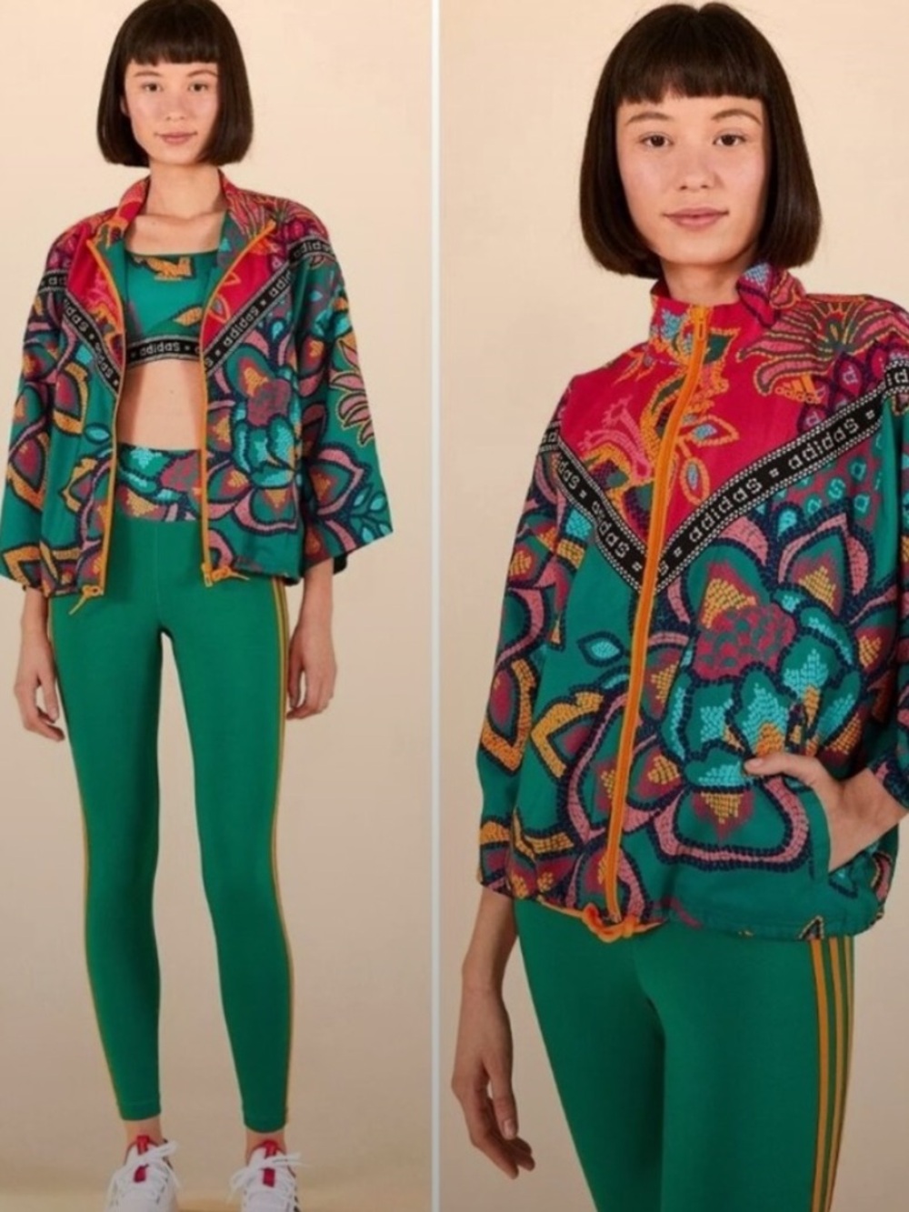Farm Rio X Adidas mosaic tropical print lightweight jacket Small
